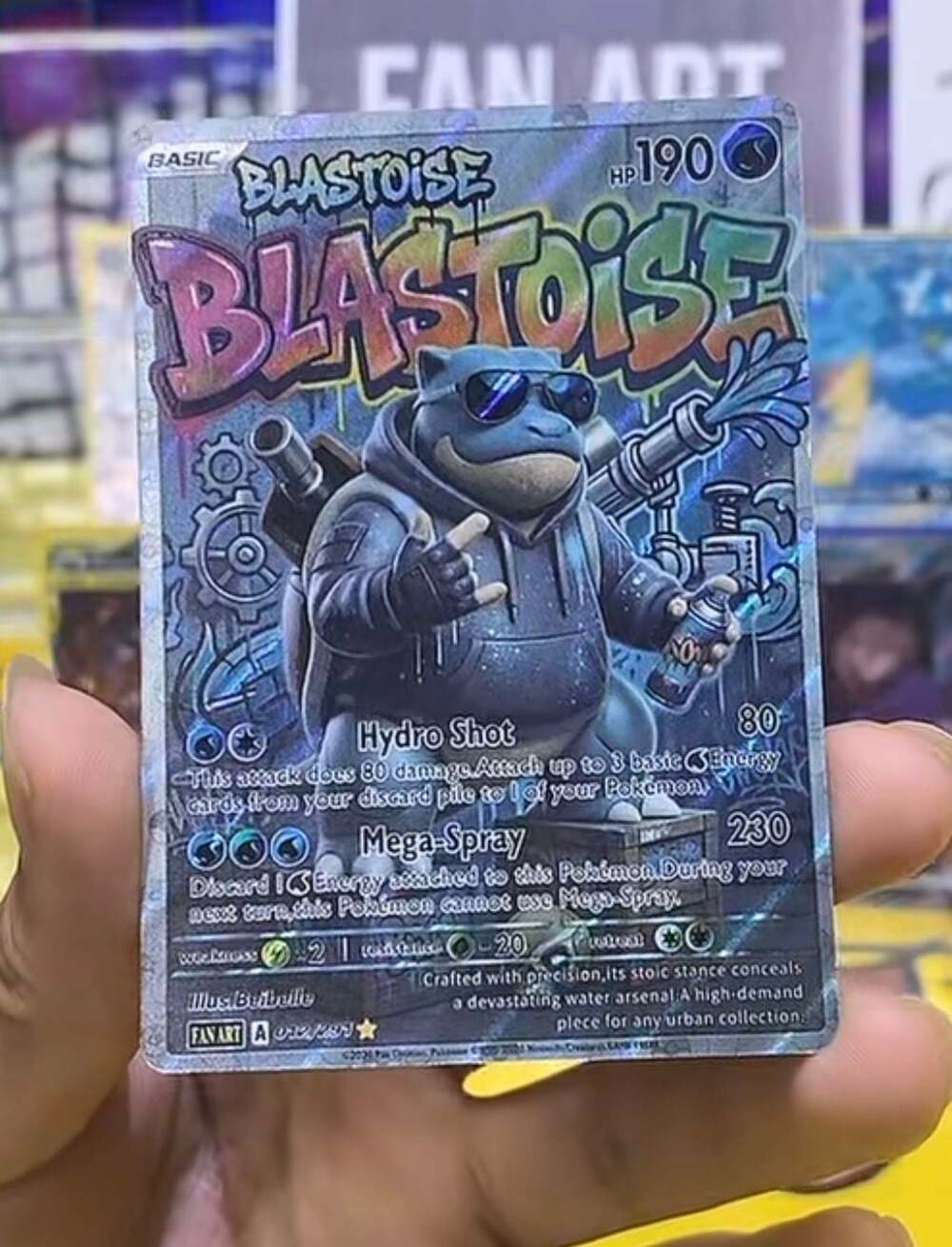 Custom Blastoise FAN ART Graffiti Style Holographic Trading Card